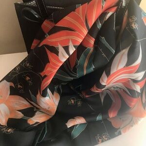 TROPICAL silk scarf, hand rolled.